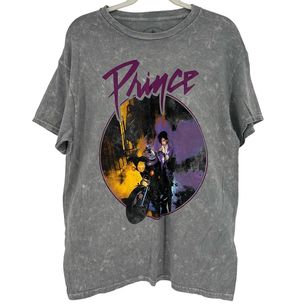 Officially Licensed Prince Purple Rain T-Shirt Gray Acid Wash Large NWOT